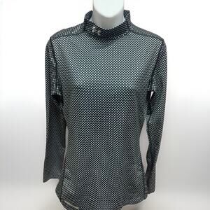Under Armour Womens Shirt Size Medium Cold Gear Mock Long Sleeve Black Stars Top